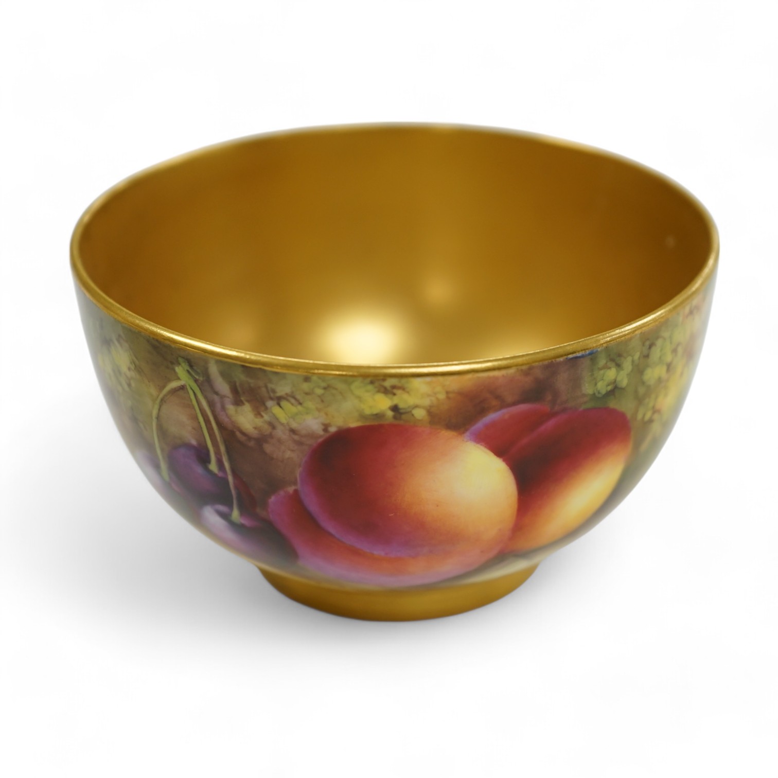 A Royal Worcester fruit painted bowl by Harry Ayrton, 9cm diameter. Condition - good